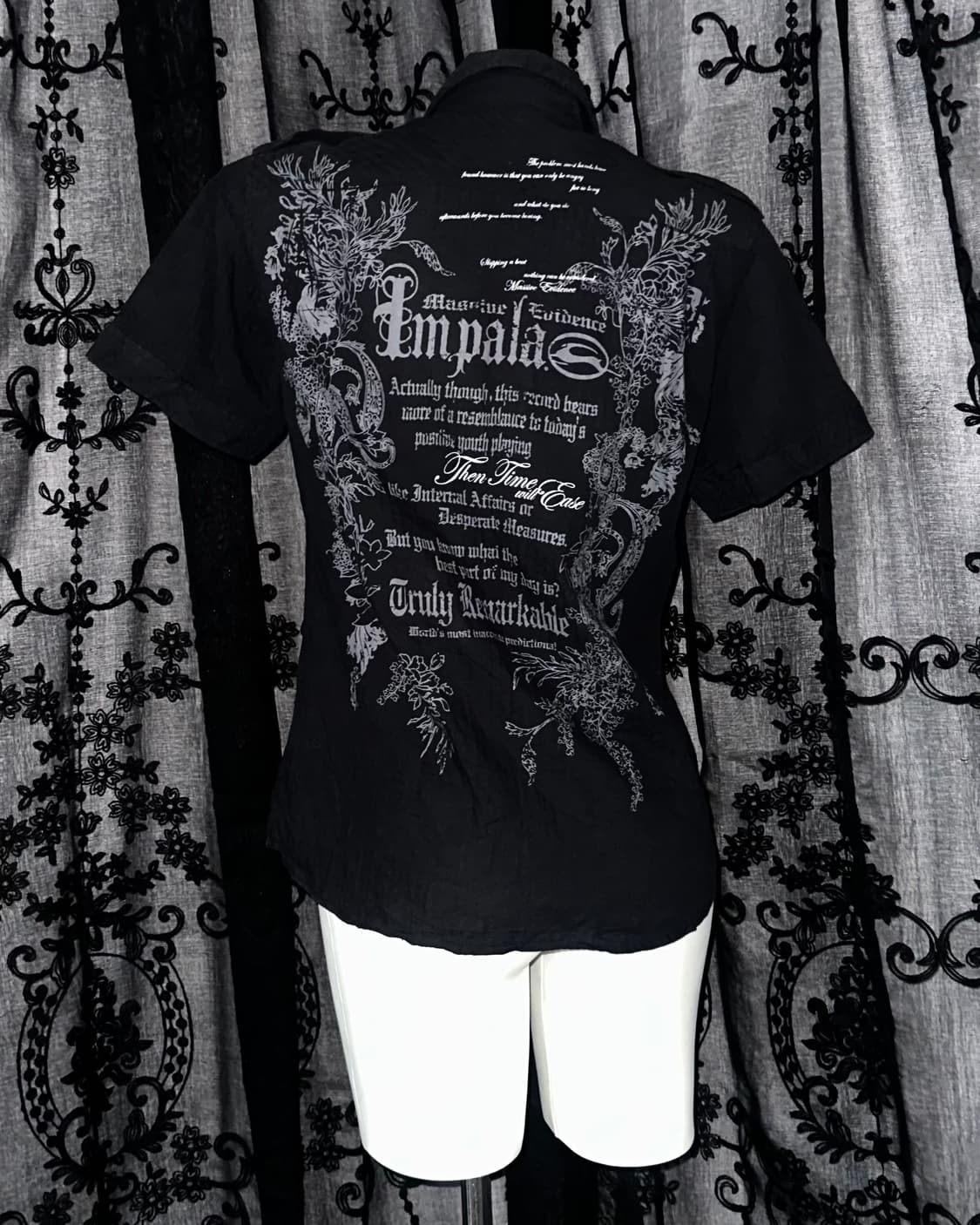 black gothic graphic short sleeve shirt 상품이미지3