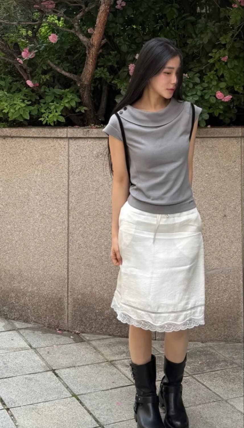 미세키서울 Button boat neck knit top GREY 상품이미지3