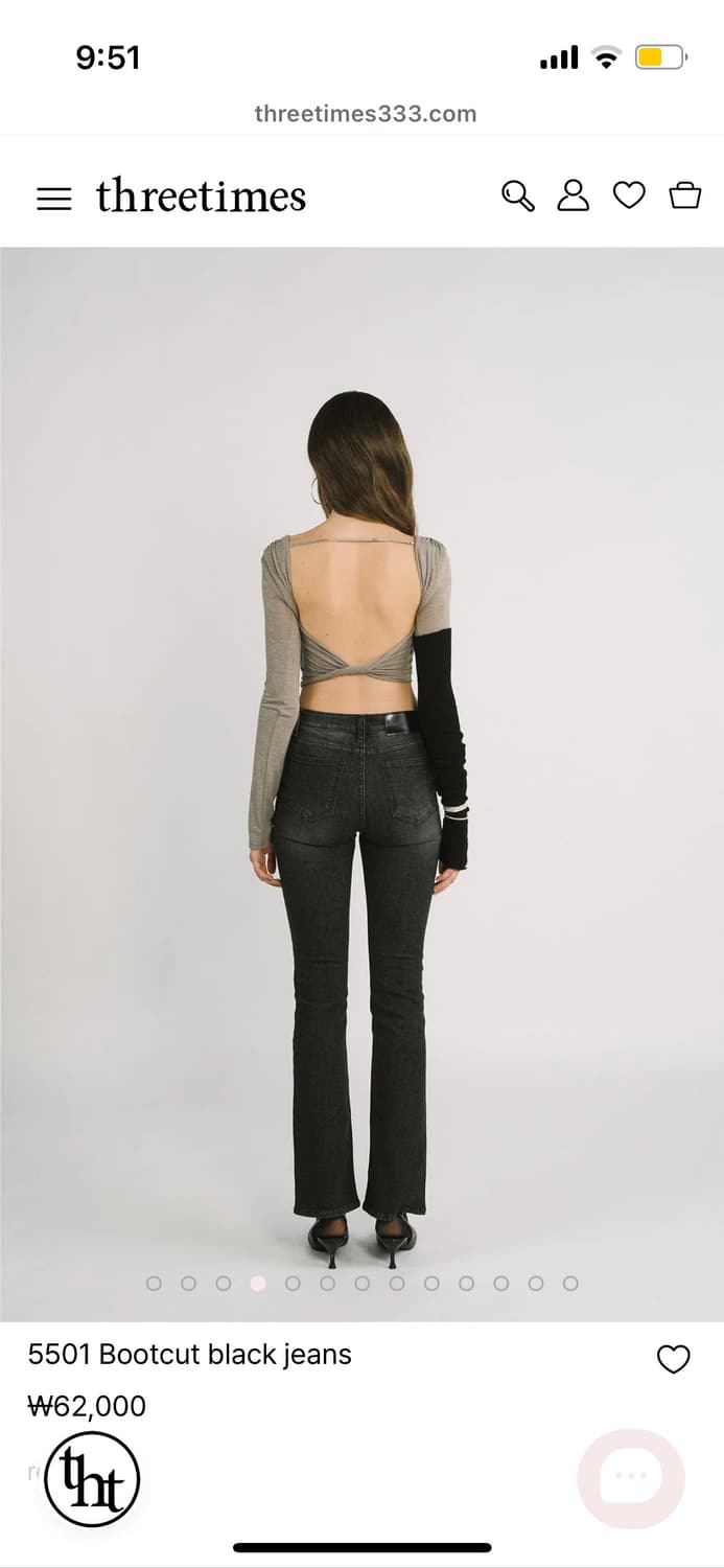 쓰리타임즈 5501 부츠컷 블랙진 상품이미지4