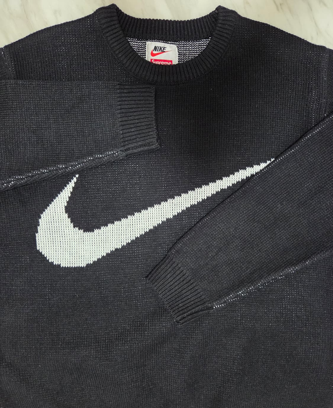 나이키 x 슈프림 스우시 스웨터 블랙 상품이미지3