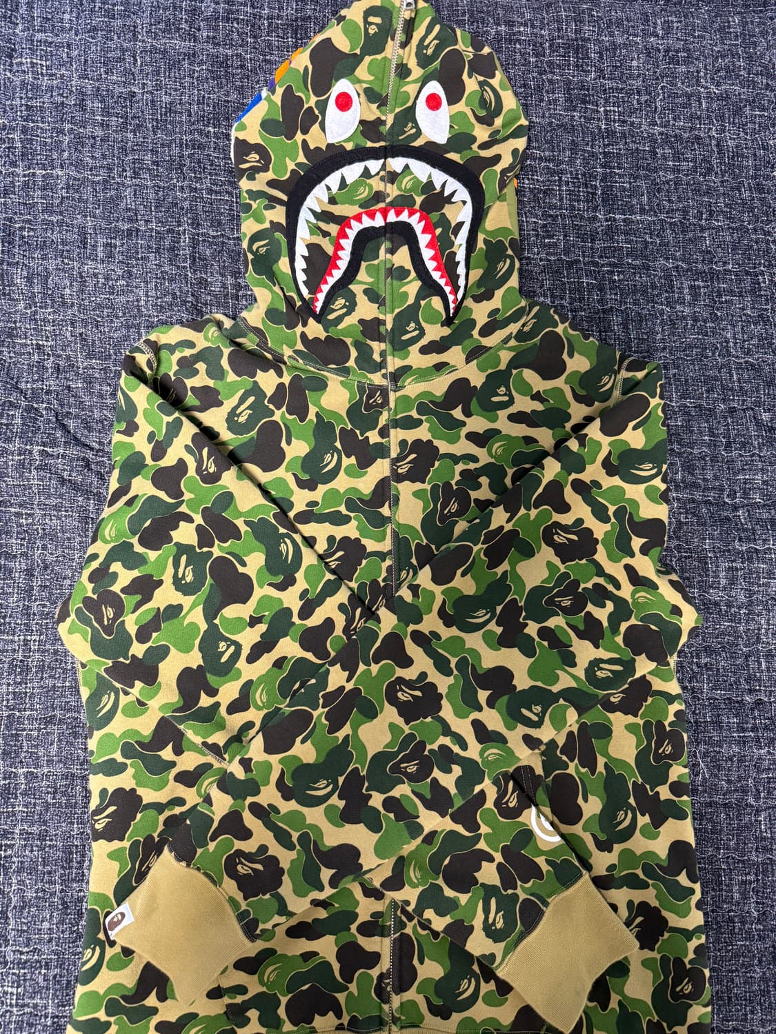 베이프 abc카모 녹계 샤크 후드집업 XL 상품이미지1