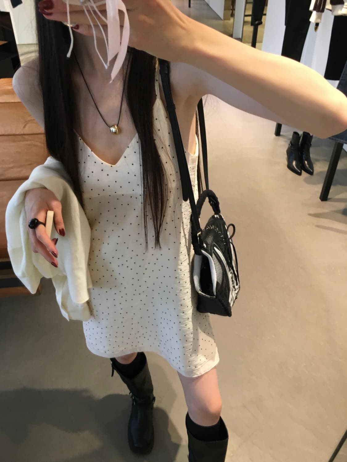 714center CROISSANT DRESS 아이보리 도트원피스 상품이미지3