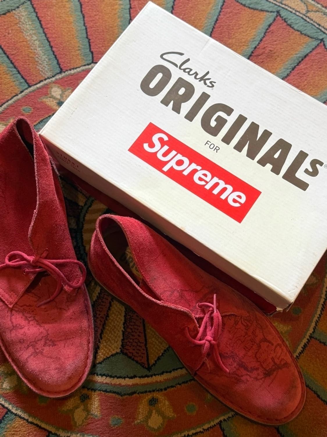 Clarks Originals x Supreme 데저트 맵 부츠 레드 스 상품이미지1