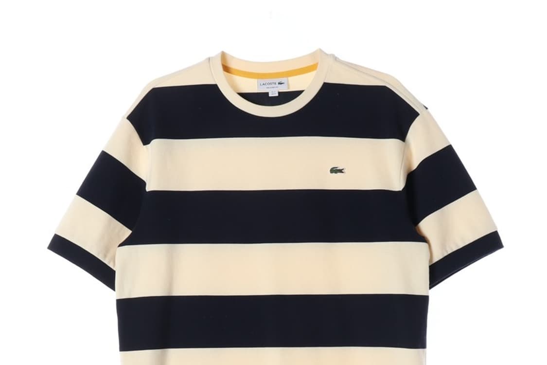 라코스테 네이비 크림 스트라이프 반팔티 M 상품이미지3