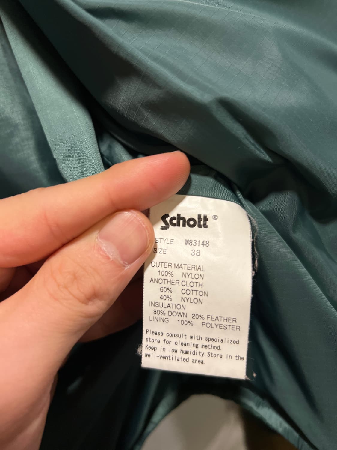 [M]Schott 쇼트 빈티지 그린 요크 다운 자켓 상품이미지7