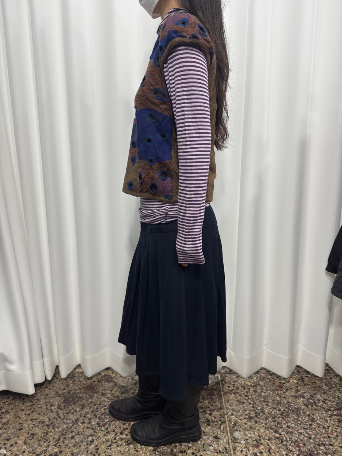 navy pleats midi skirt 상품이미지4