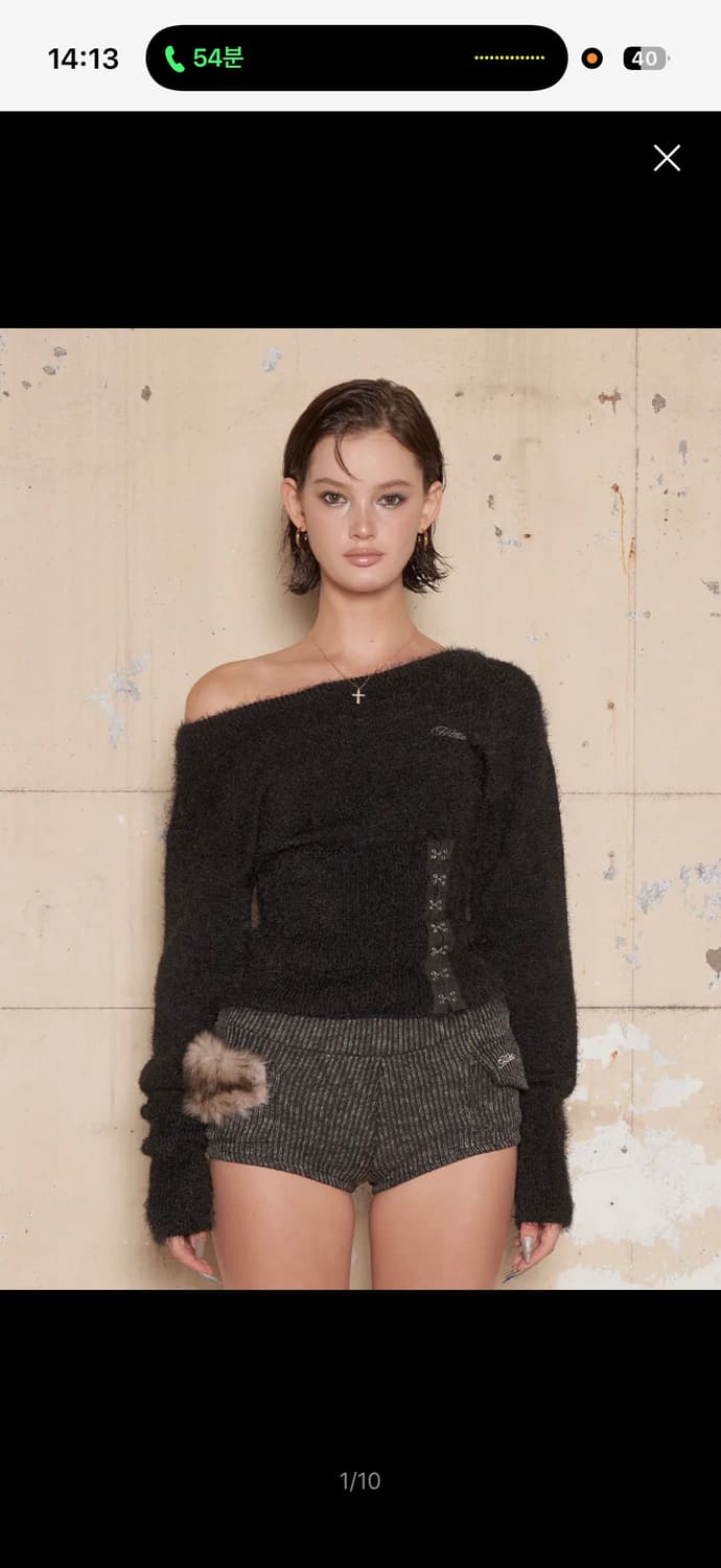 힐다 플러피 코르셋 원숄더 니트 [블랙] 상품이미지1