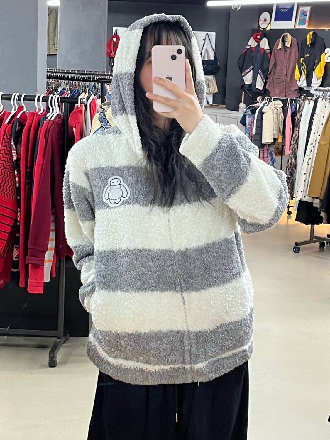 디즈느 빅히어로 스트라이프 후리스 후드집업 상품이미지1