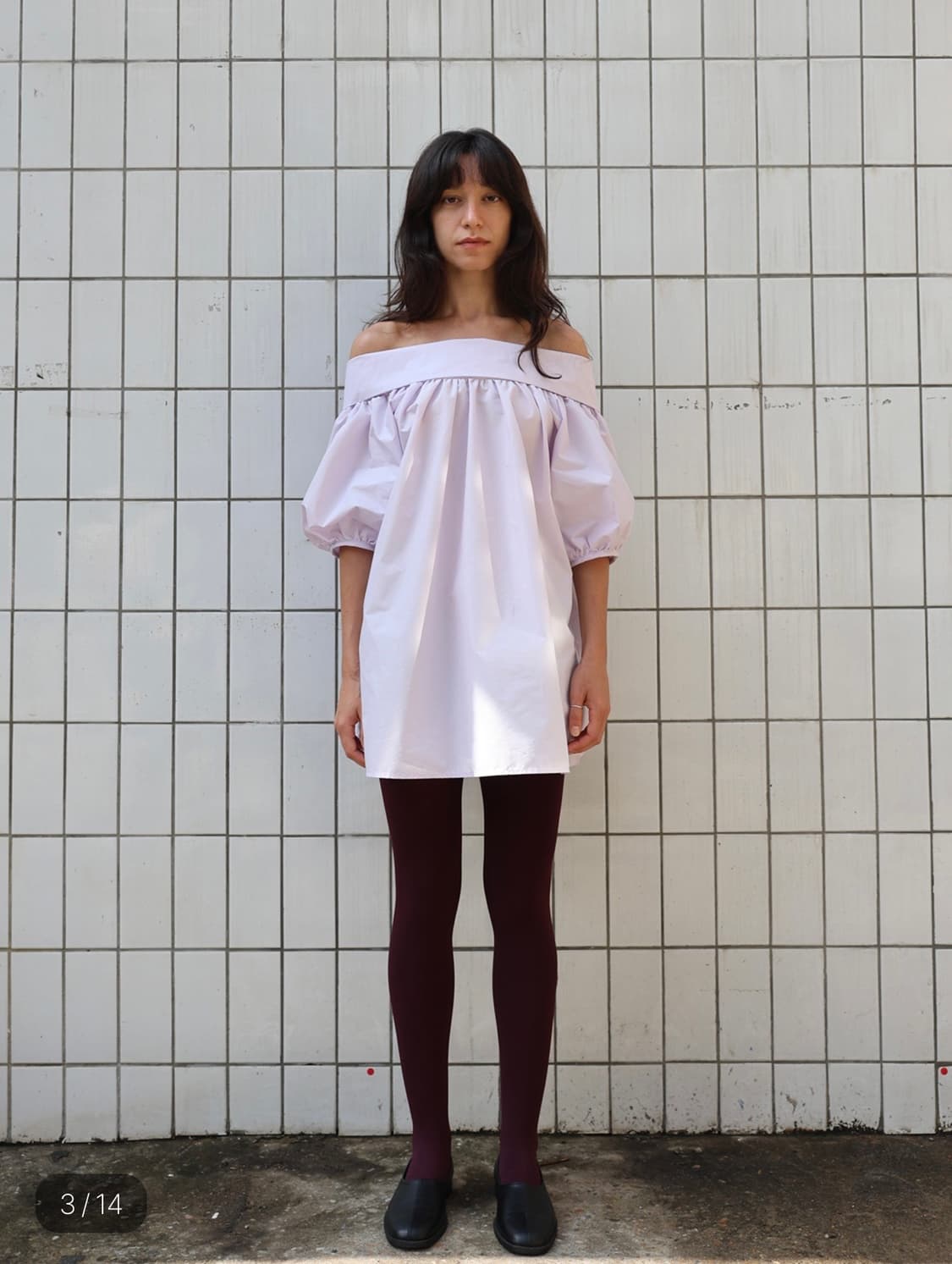 아모르샤이 백 리본 탑 라벤더  상품이미지2