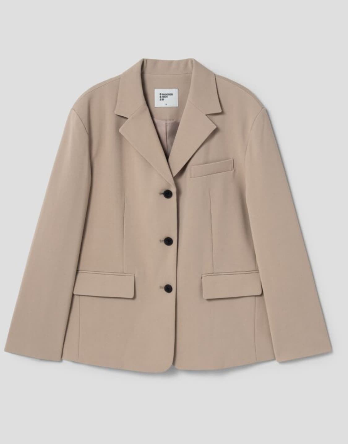 에잇세컨즈 폴리 3버튼 오버핏 재킷 베이지 상품이미지1