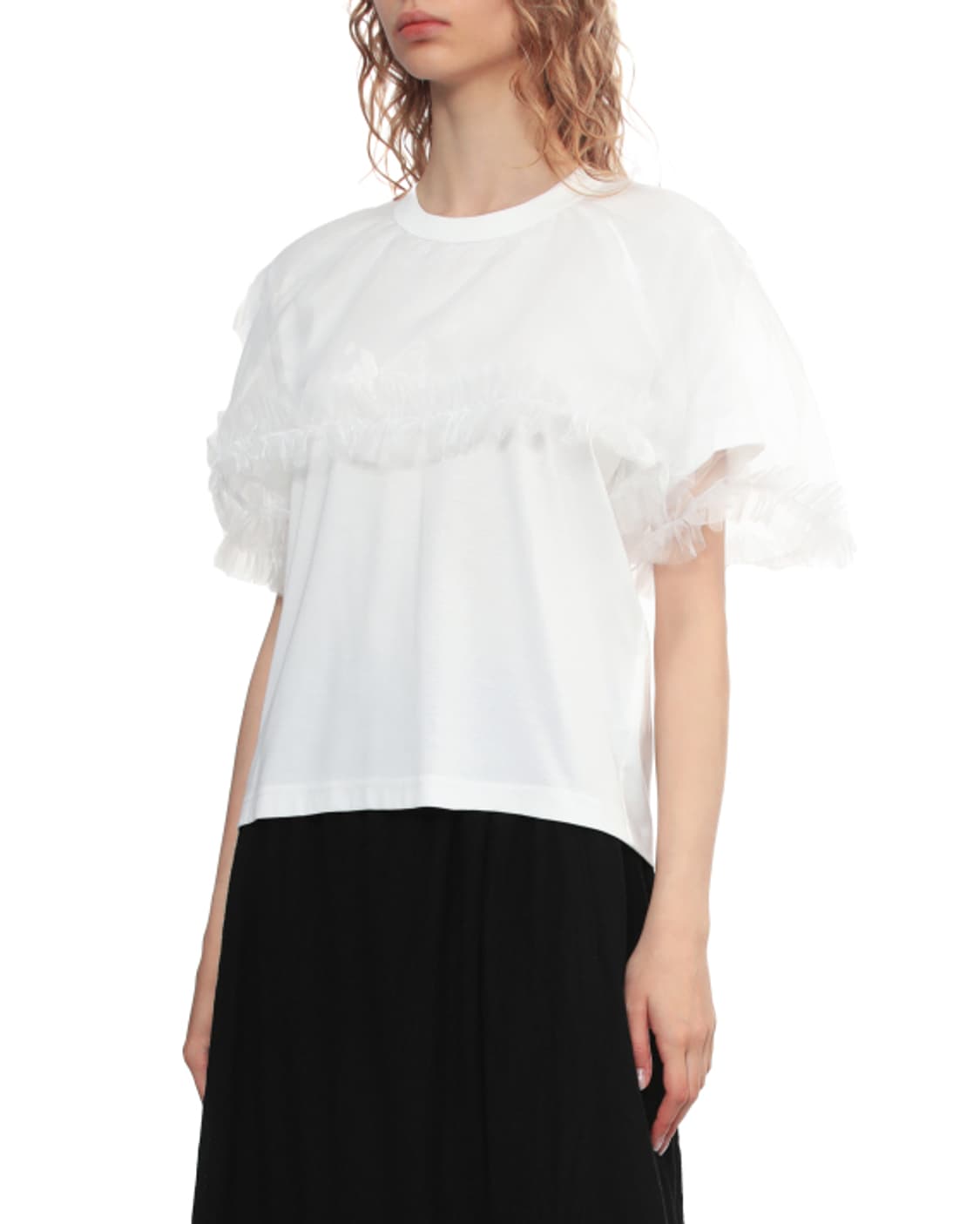 새상품 느와케이니노미야 튤트림 화이트 숏슬리브 M 상품이미지1