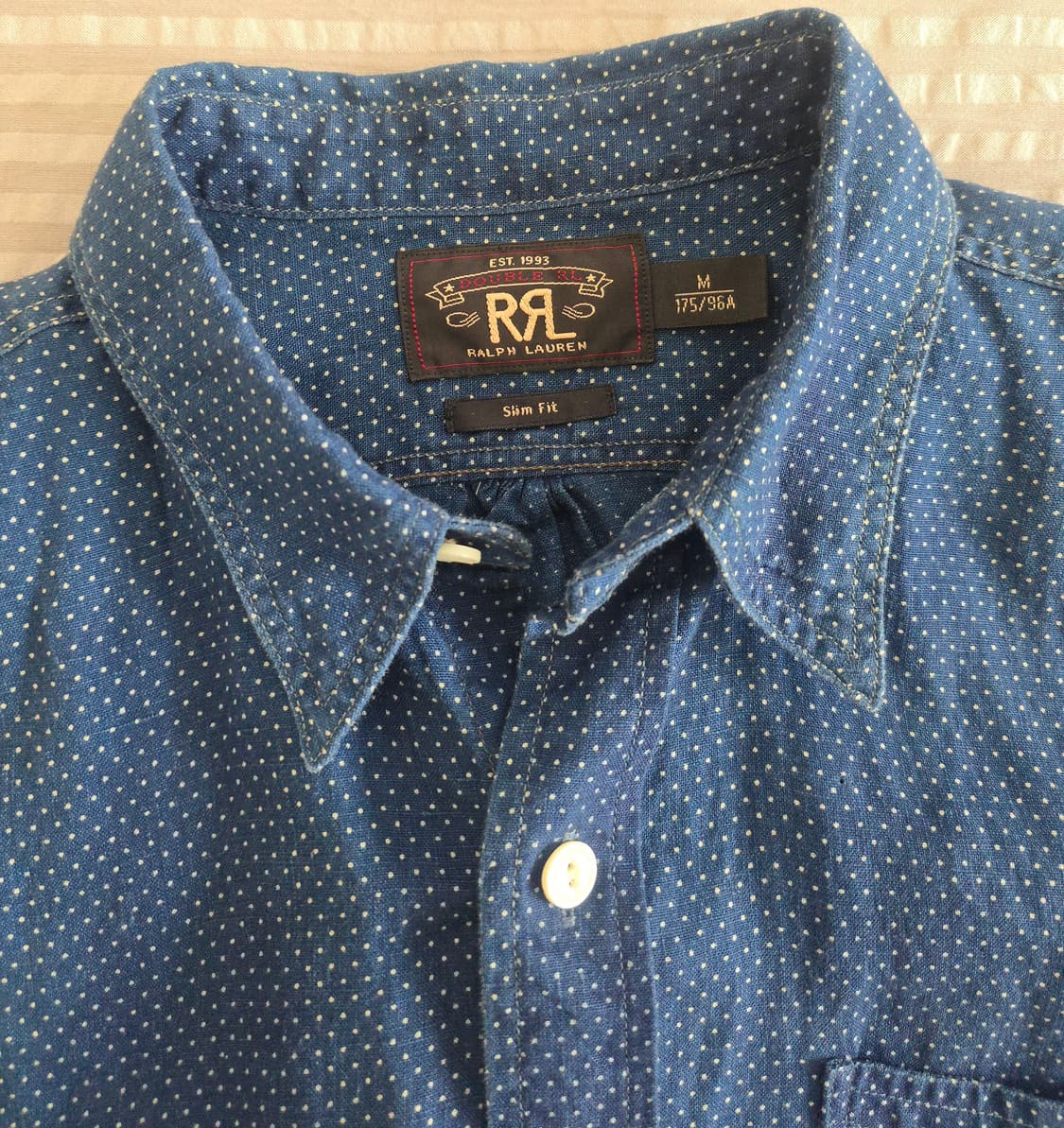 RRL, 인디고 핀도트 린넨 셔츠 - Slim Fit M(100사이즈) 상품이미지1