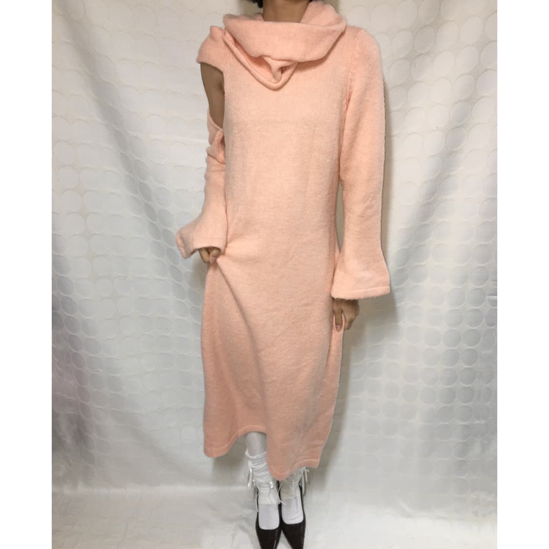 vintage 핑크 니트 머플러 원피스 상품이미지4