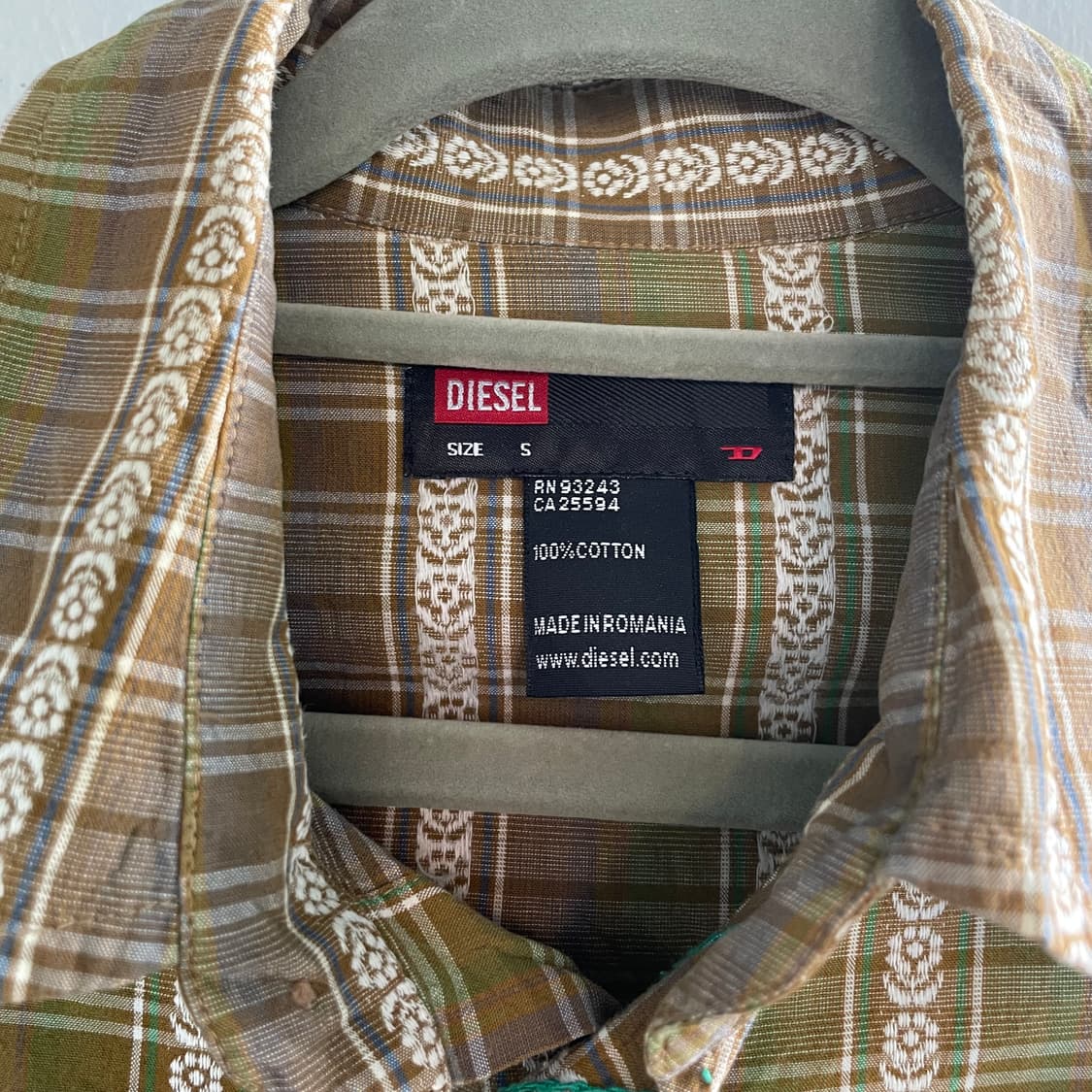 디젤 웨스턴 카키 브라운 코튼 셔츠 상품이미지2