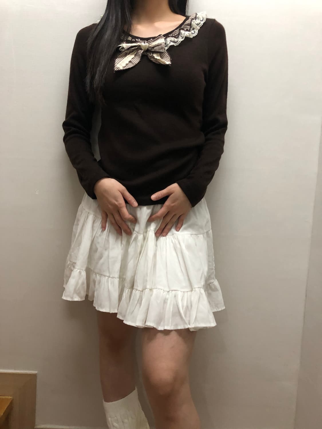 빈티지 브라운 리본 티셔츠 상품이미지3