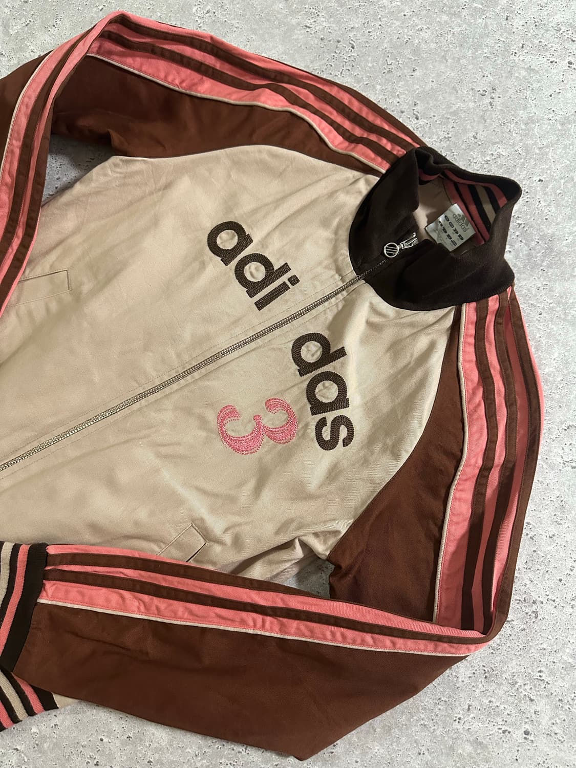 00s adidas 올드스쿨 브라운 핑크 코튼 자켓 상품이미지1