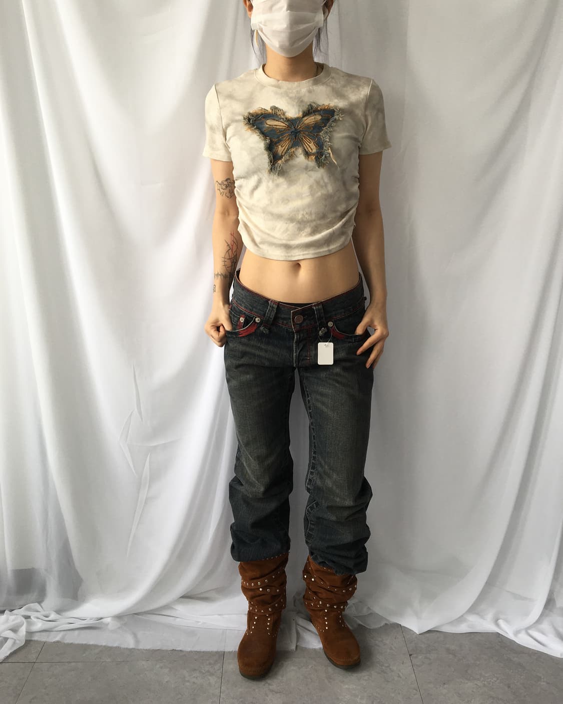 Side shirring printing t shirt 상품이미지4