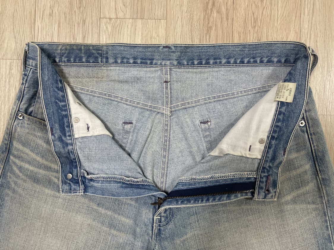 36) 00's 리바이스 재팬 503 루즈핏 연청 샌드워싱 데님 하프팬츠 상품이미지6