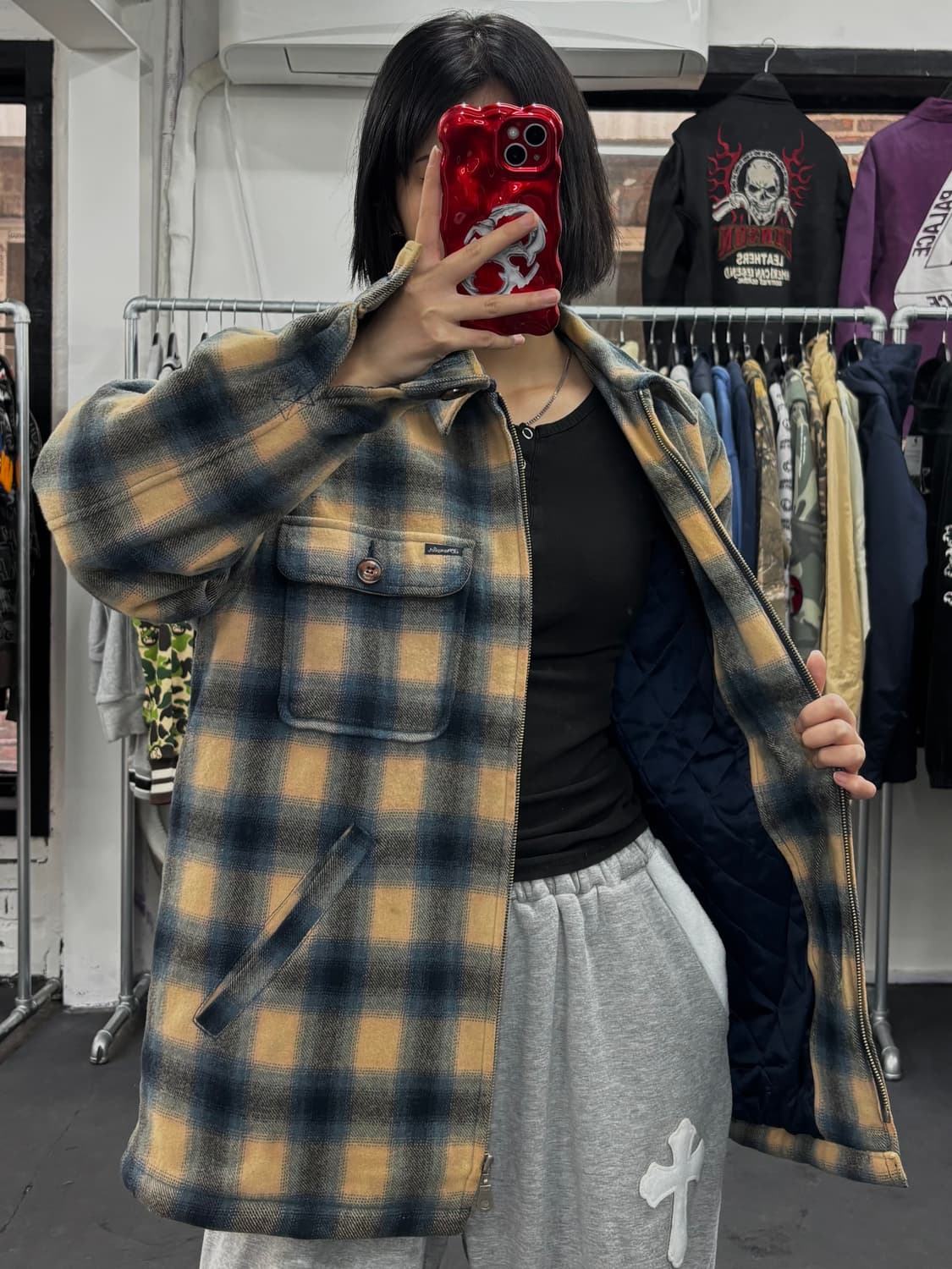 랭글러 체크 누빔 자켓 상품이미지1