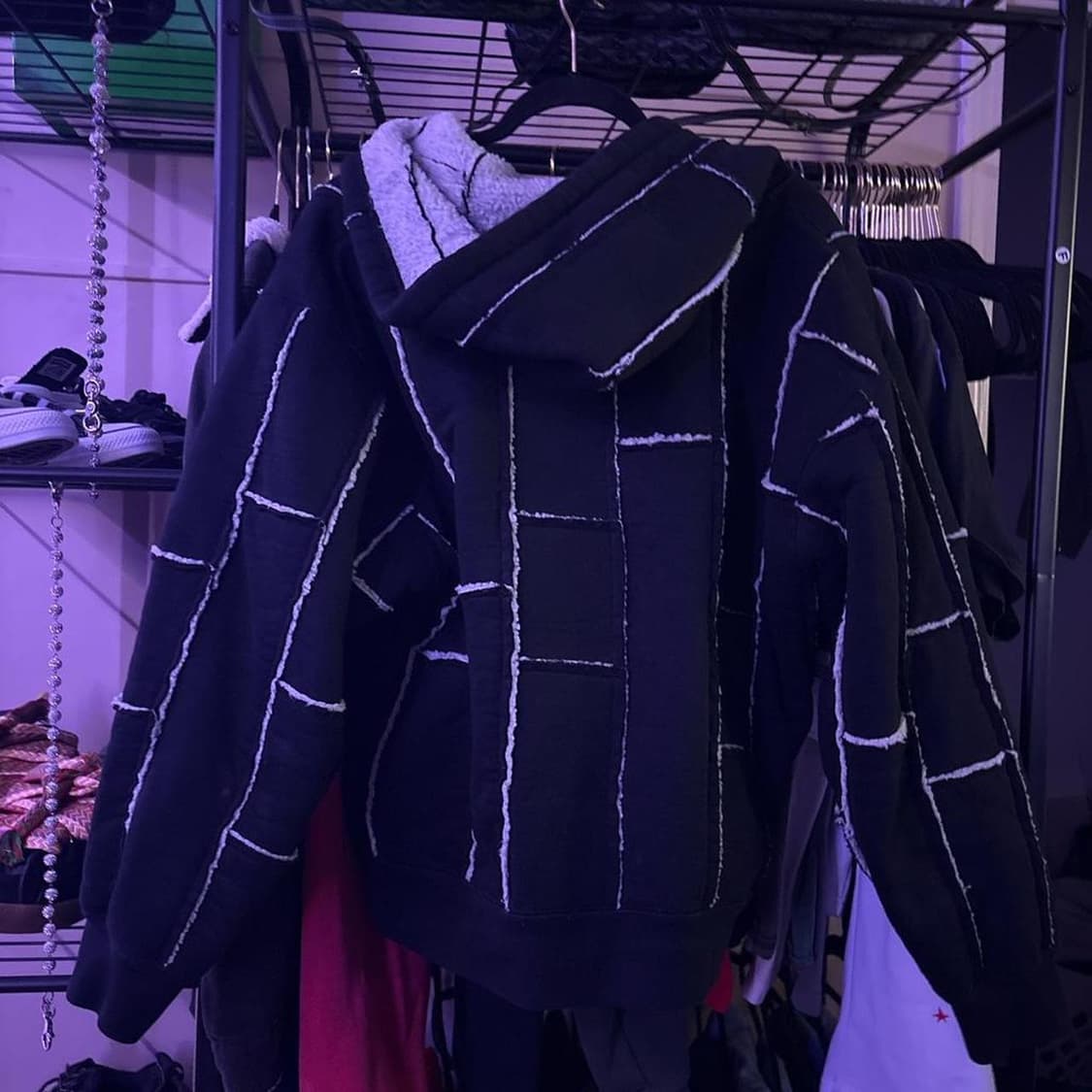 23FW 슈프림 포우 셔링 후드집업 블랙 상품이미지3