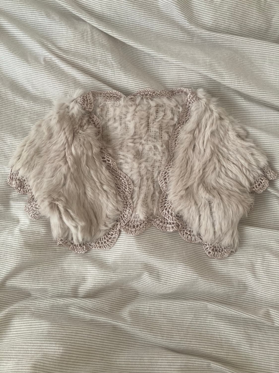 일본빈티지 래빗퍼 니트 볼레로 베스트 모리걸 상품이미지1