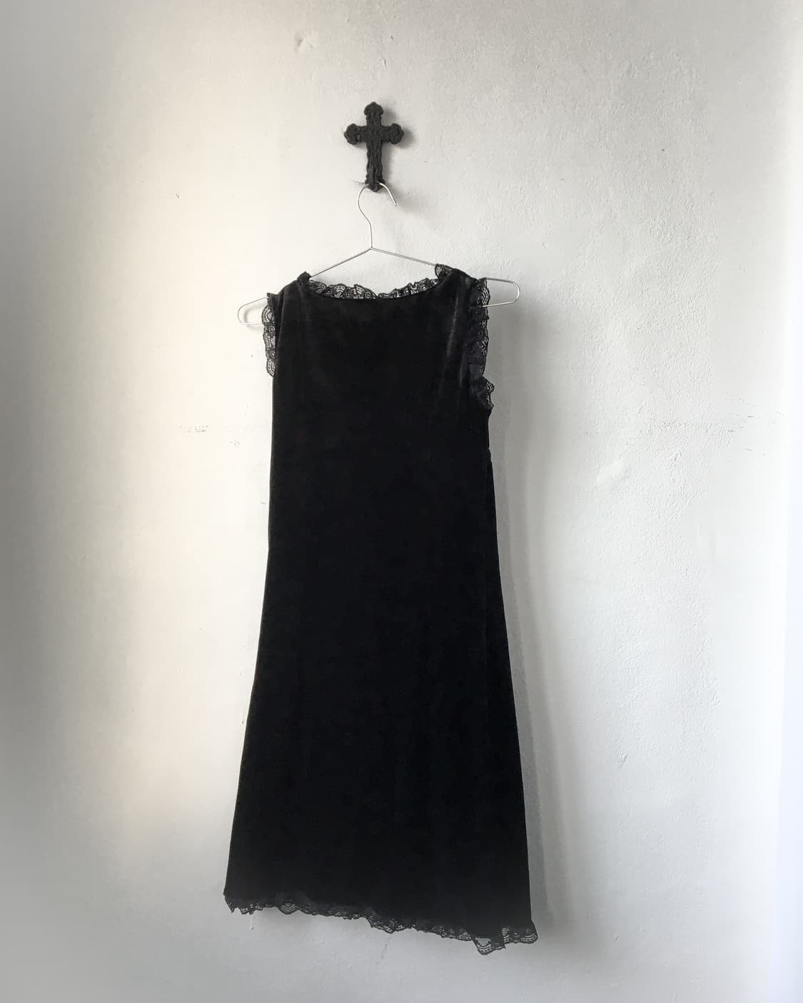 Lace trimming velvet onepiece 상품이미지5