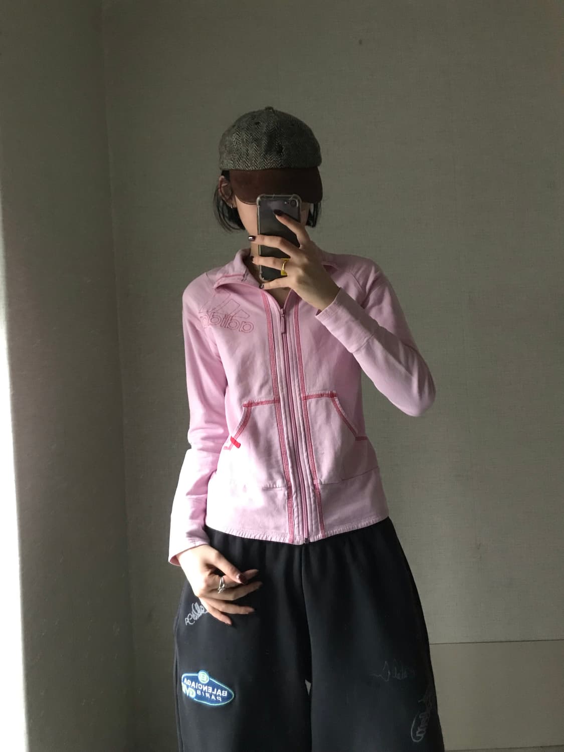 아디다스 연핑크 빅로고 면집업 상품이미지3