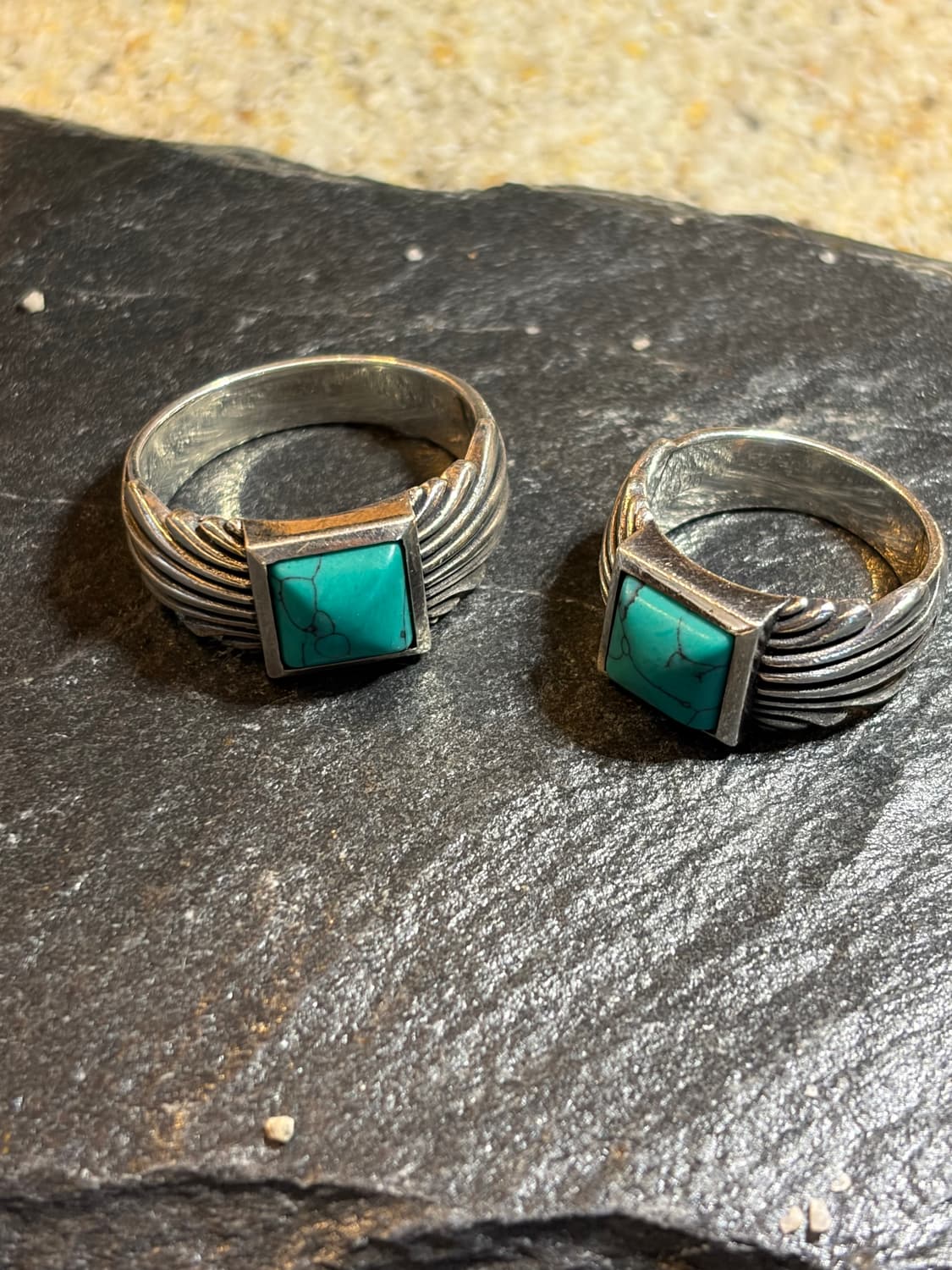 [couple ring] 터키석 스퀘어 실버 925 링 상품이미지2