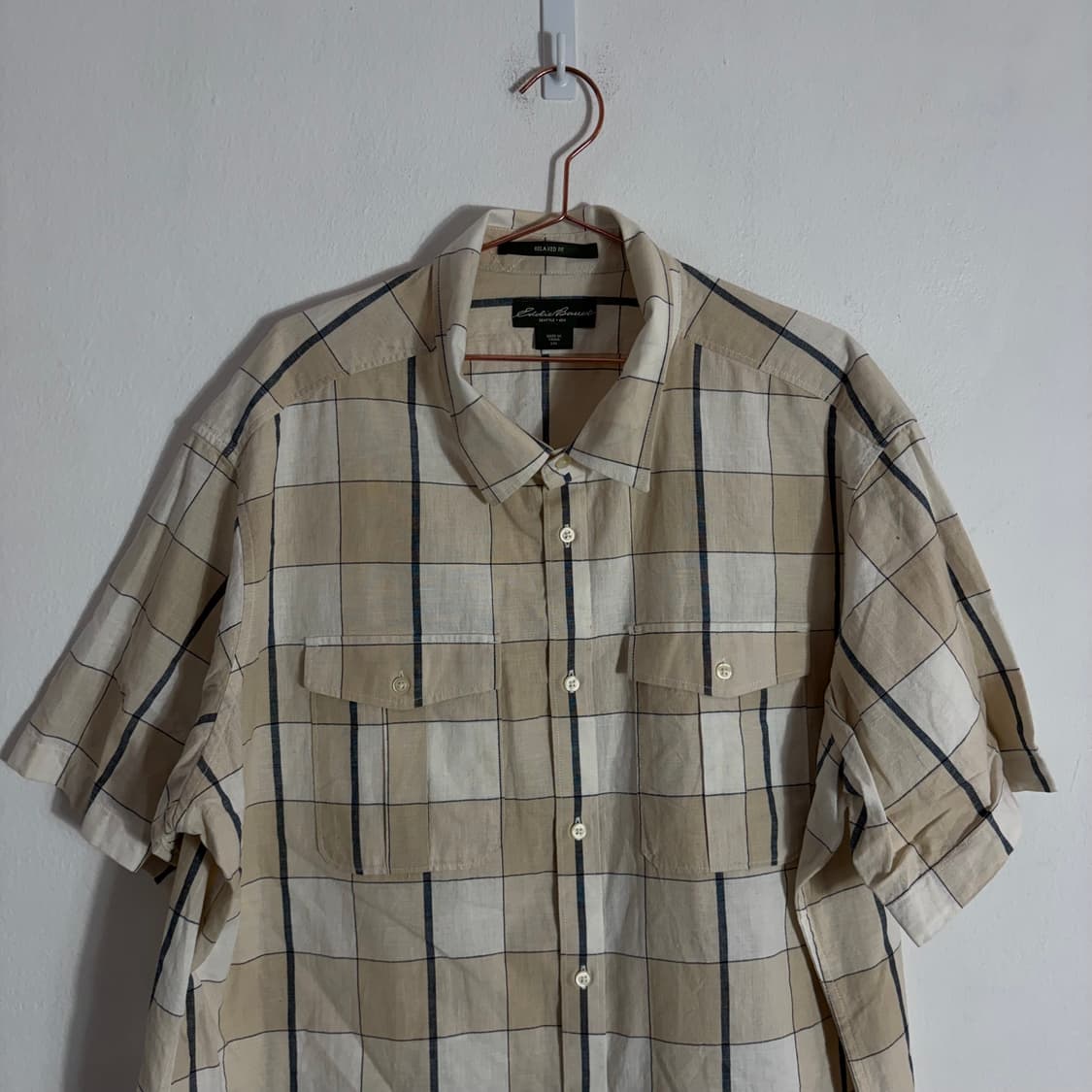 Eddie Bauer 베이지 반팔 체크 셔츠(2XL) 상품이미지3