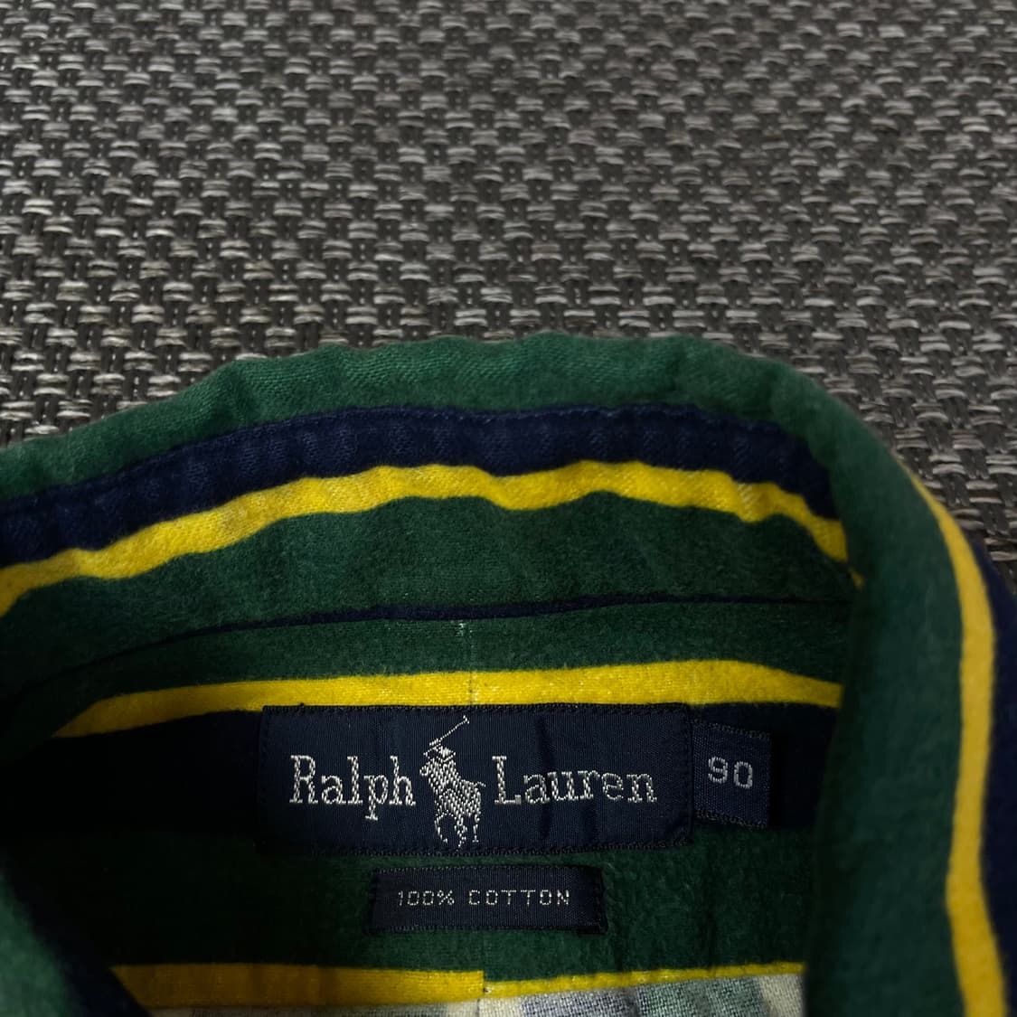 폴로 랄프로렌 그린 네이비 옐로우 스트라이프 긴팔 셔츠 90 상품이미지4