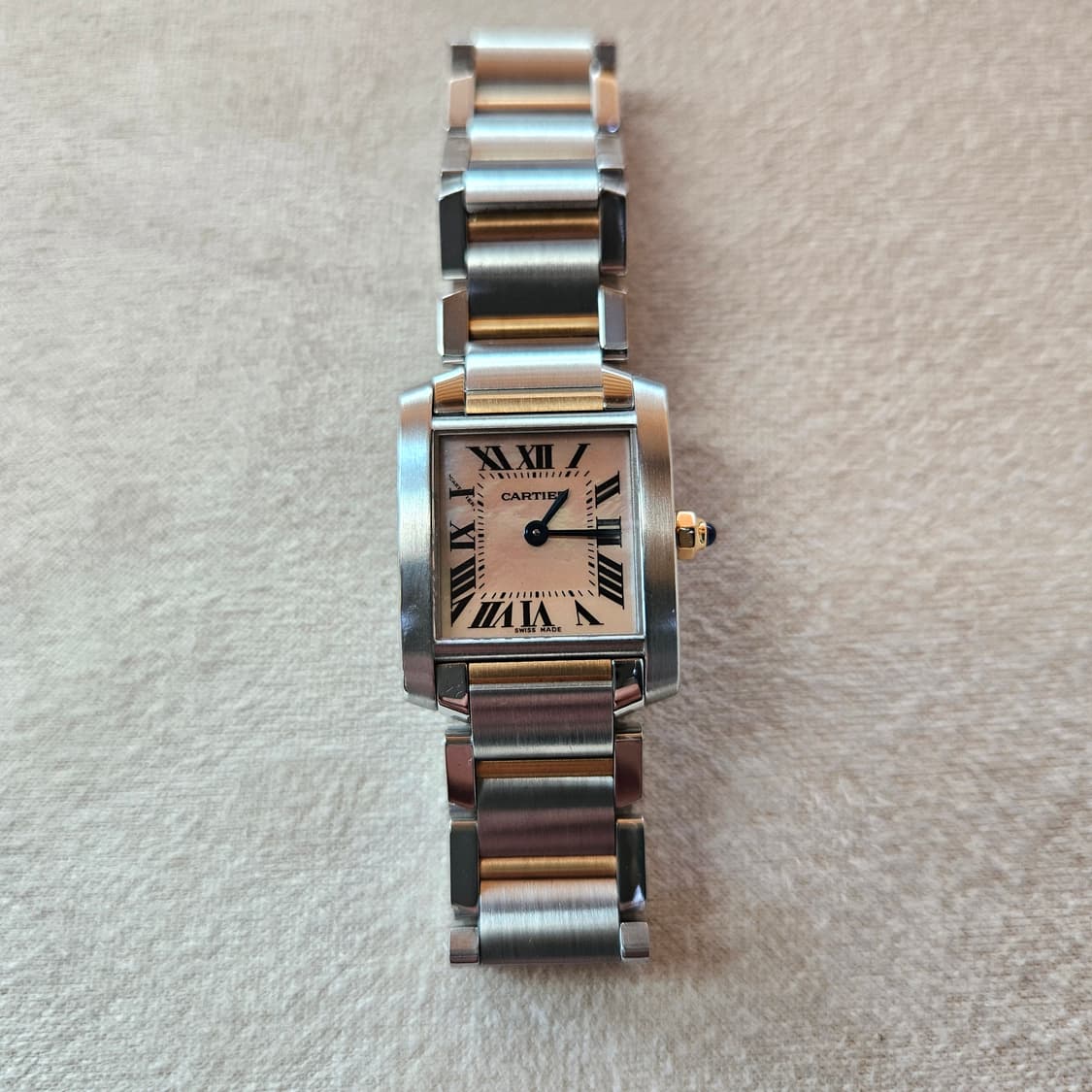 까르띠에 탱크 프랑세즈 콤비 스몰 핑크자개 다이얼 상품이미지6