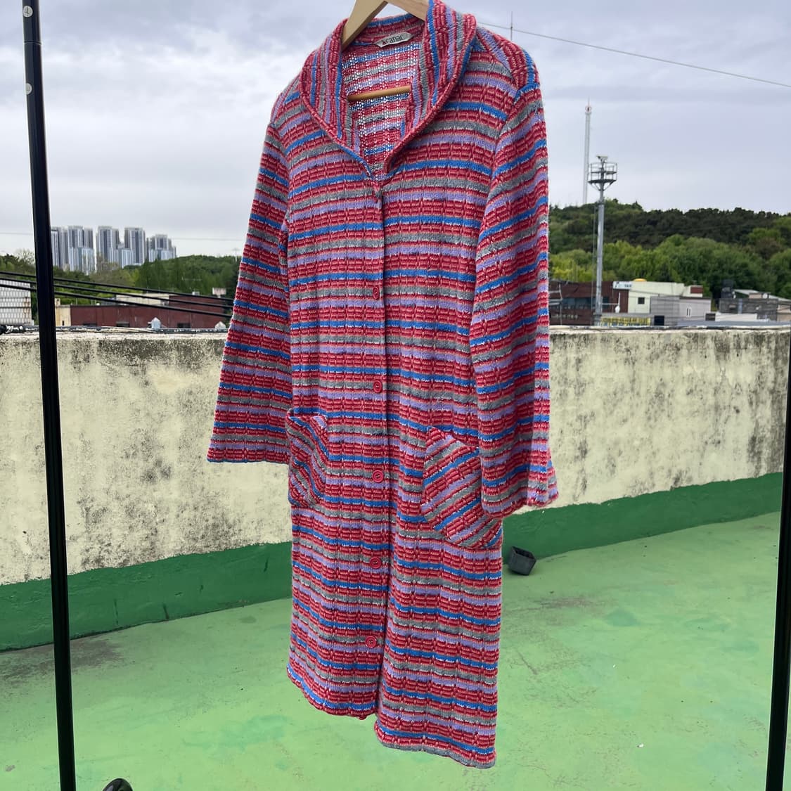 Multicolor Striped shawl collar cardigan 상품이미지1