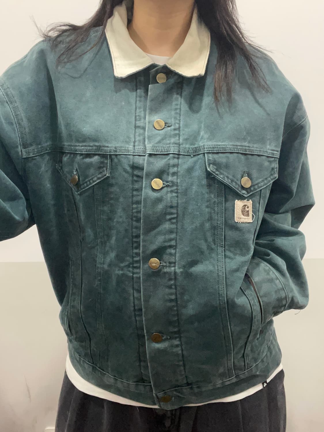 90’s USA Carhartt 칼하트 블랭킷 샌드스톤 트러커 자켓 상품이미지1