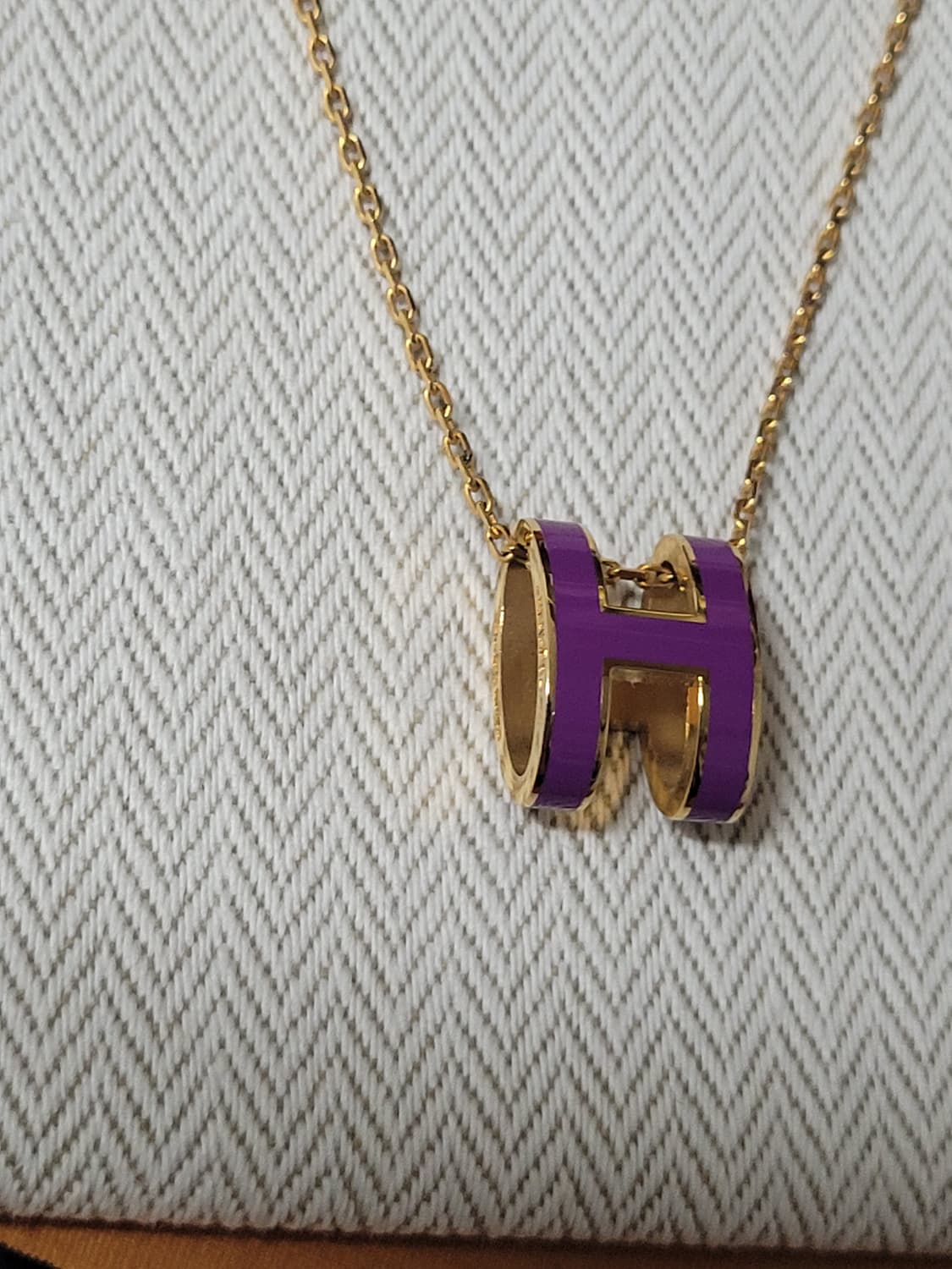에르메스 H 팝아슈 펜던트 골드 하드웨어 아네몬느 퍼플 목걸이 상품이미지2