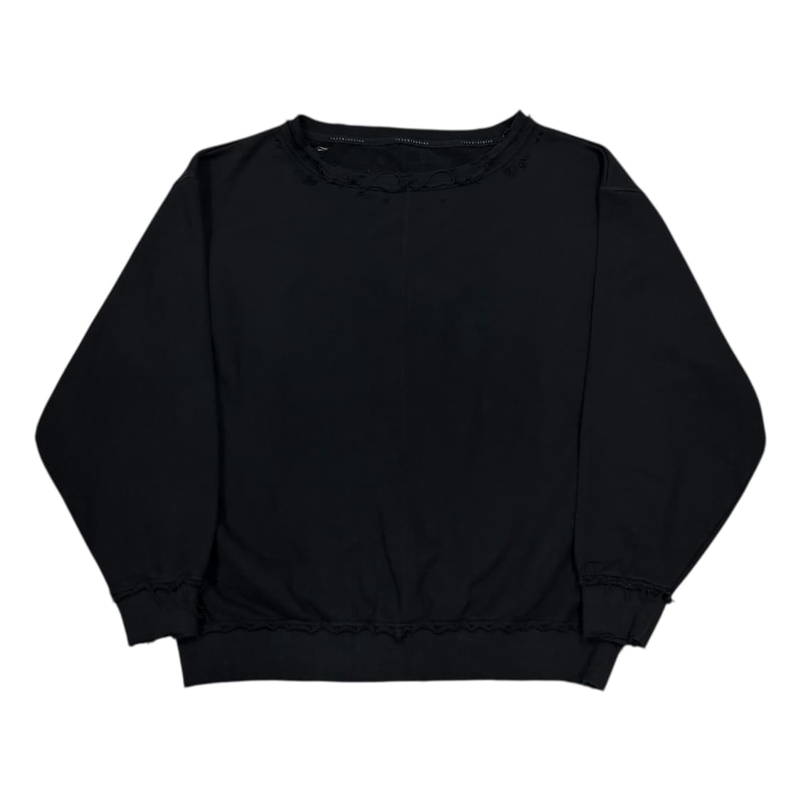 트리밍버드 스크레치 데미지 보트넥 스웻셔츠 맨투맨 블랙 상품이미지1