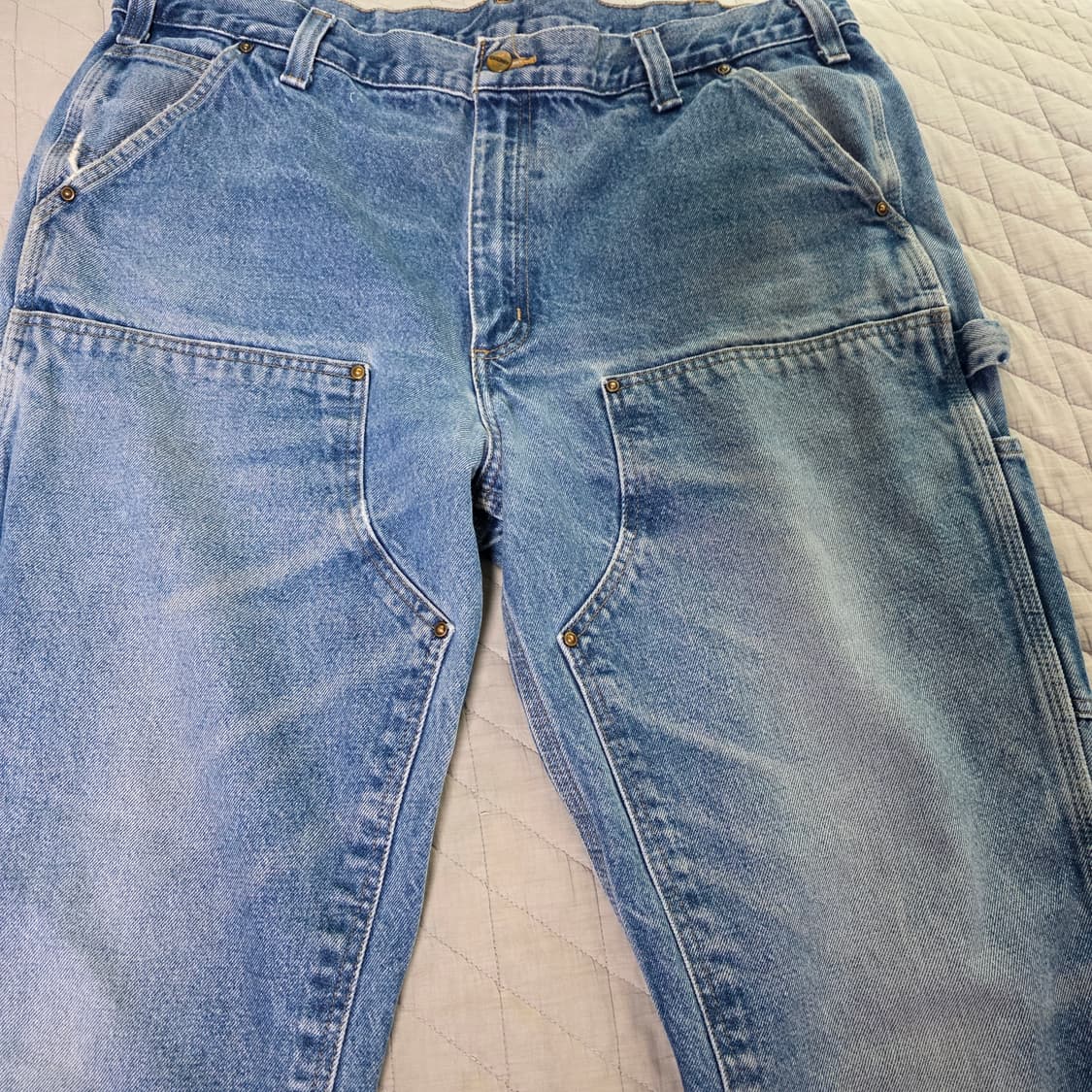 [40X34] 빈티지 칼하트 더블니 릴렉스핏 데님팬츠 워시드 B15 상품이미지2