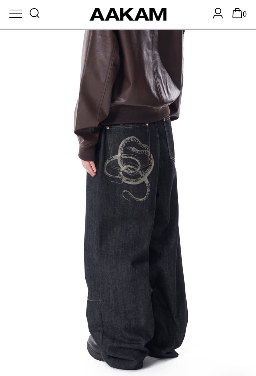 아캄 Snake printed denim pants (Black) 상품이미지1