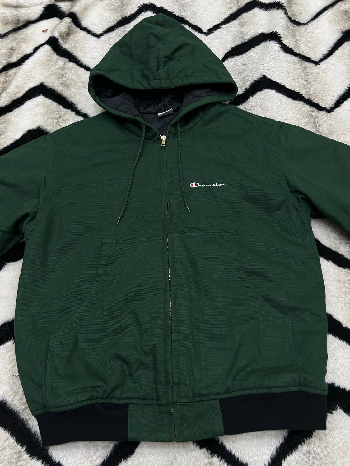 [S]챔피온 누빔 캔버스 워크 후드자켓/그린 상품이미지3