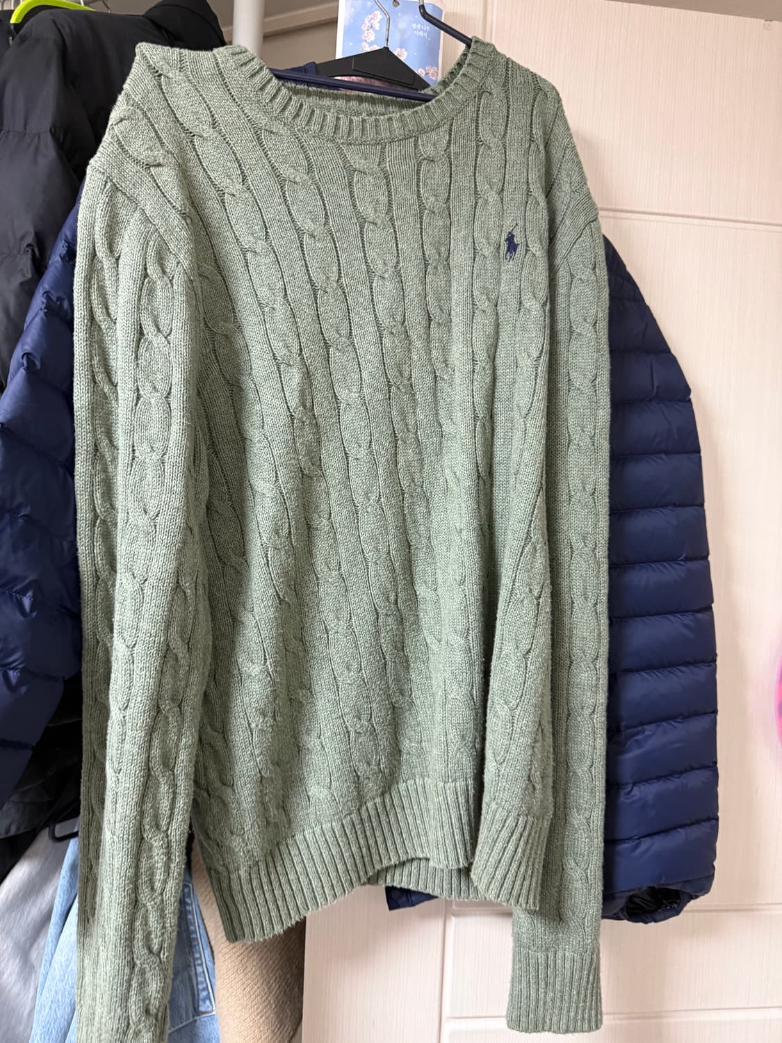 폴로 케이블 니트 그린 L 상품이미지1