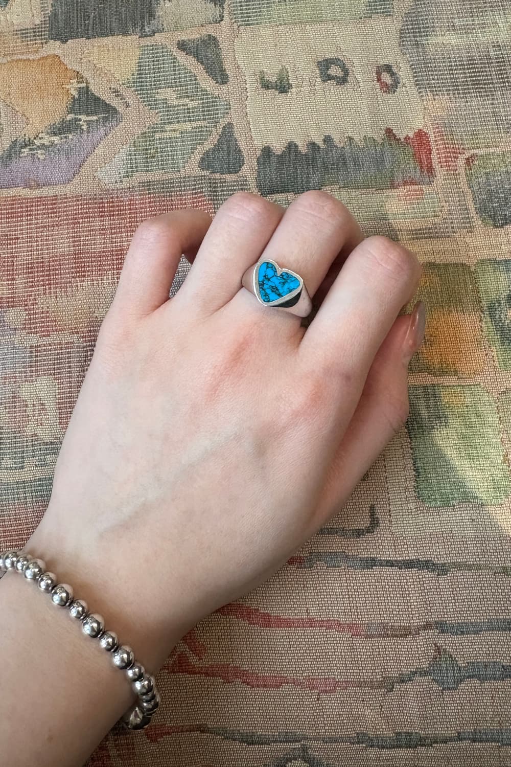 Preek Rough Heart Turquoise Ring 상품이미지3