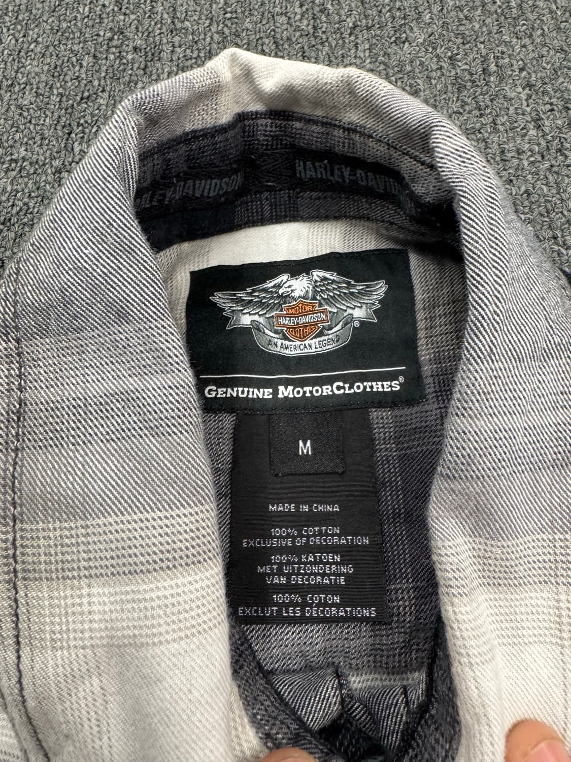 M)할리데이비슨 빈티지 자수 포인트 체크 긴팔셔츠 상품이미지4