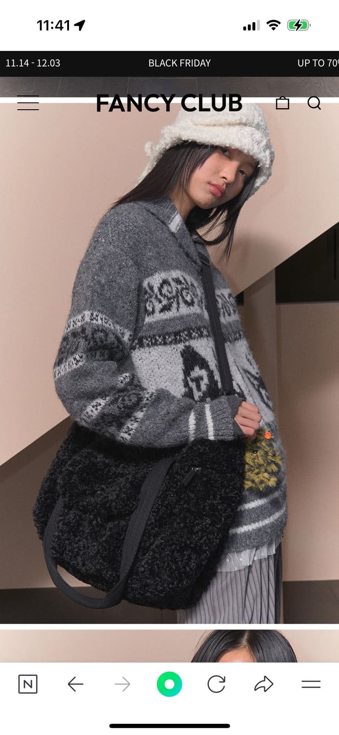 FLUFFY SNAP BOSTON BAG (BLACK) 상품이미지2