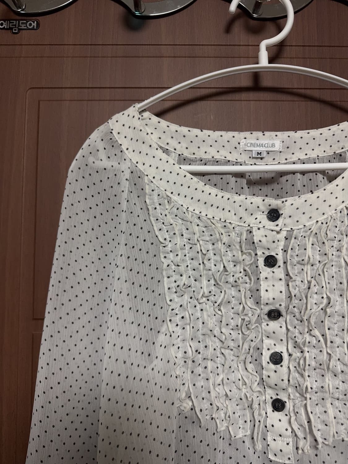 모리걸 니혼진 하구미 일본 빈티지 시네마 클럽 천사깔 도트 쉬폰 블라우스 상품이미지2