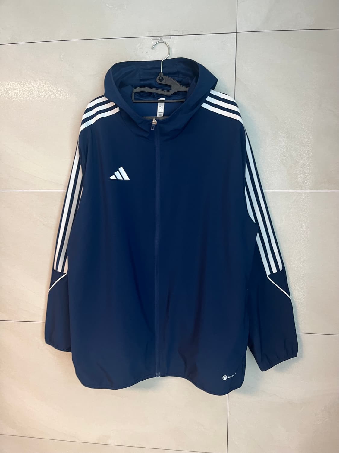 [3XL] 아디다스 삼선 후드 러닝 바람막이 네이비  상품이미지3