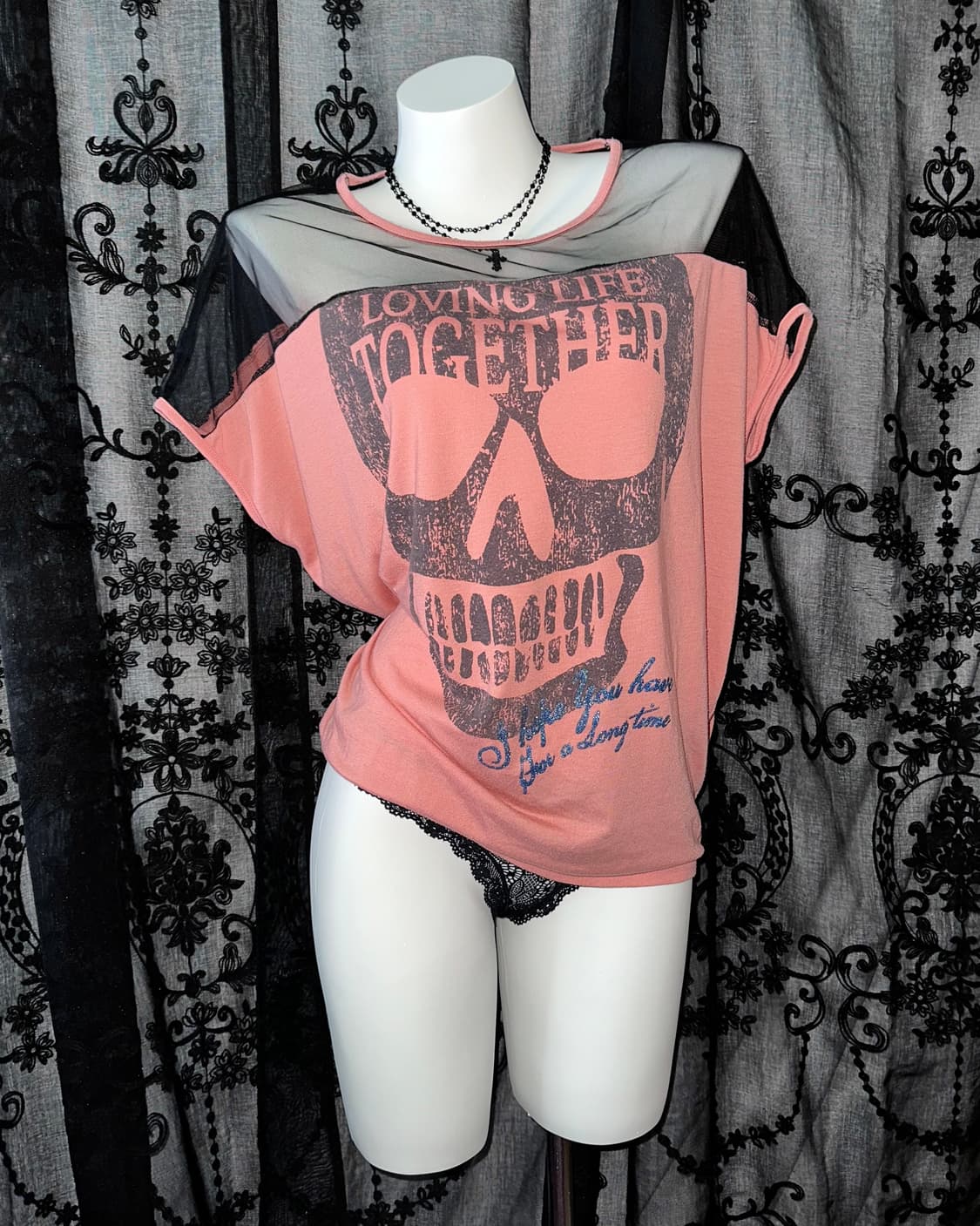 Coralpink skull dolman top 상품이미지1