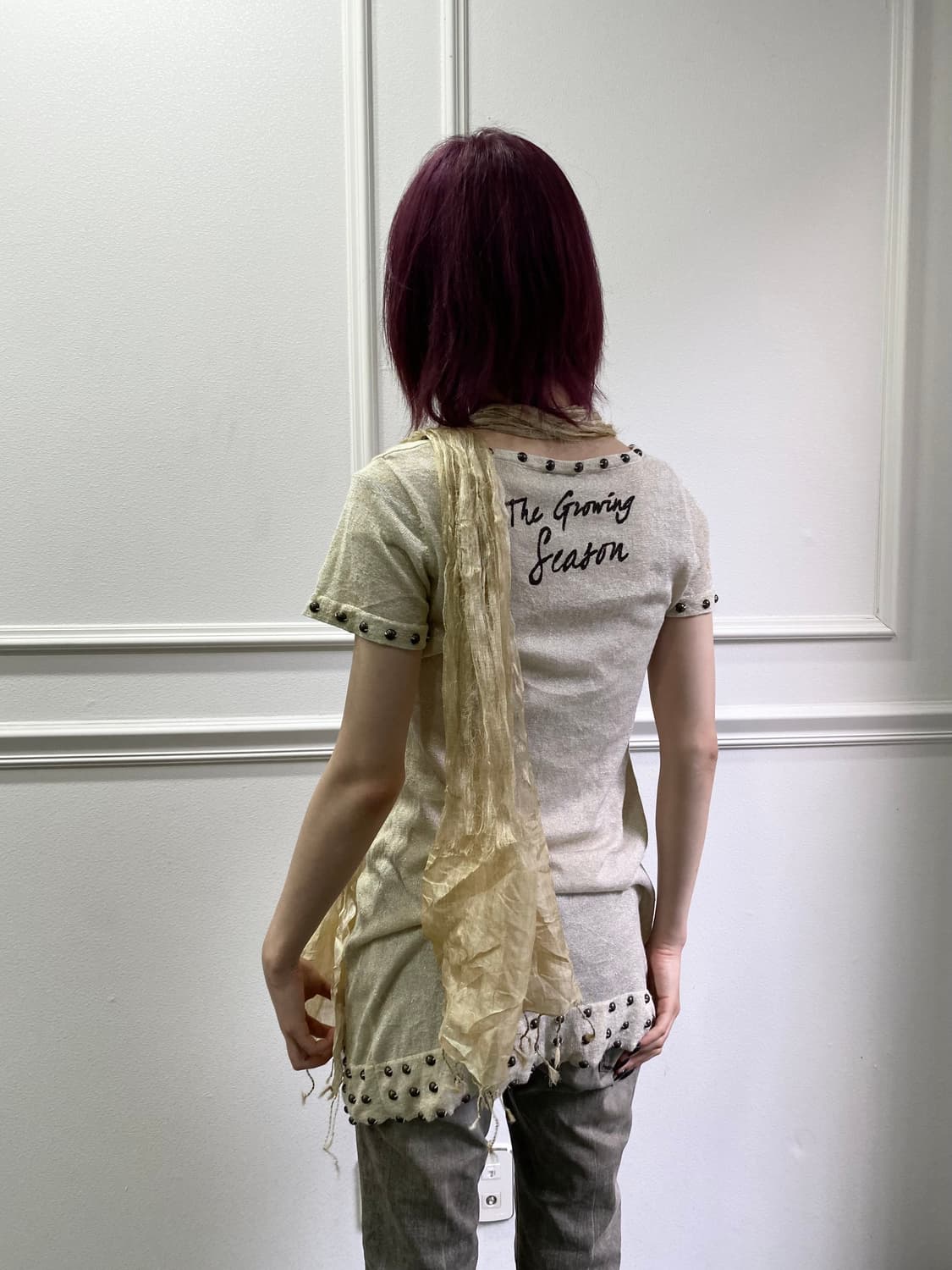 [ZELOS] Skull Print Stud Detail Tee 펑크 상품이미지9