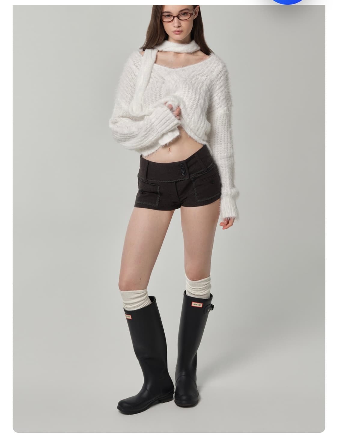 클리시어 쓰리 버튼 레이스 쇼츠 차콜 s 상품이미지1