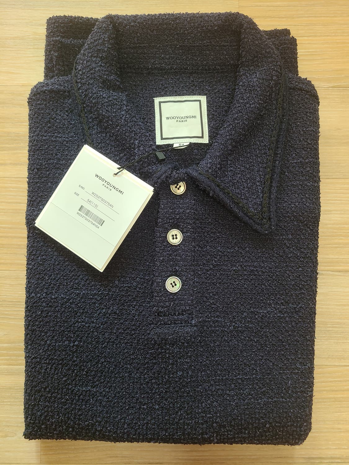 [정품/새상품] [54] 우영미 트위드 폴로 티셔츠 네이비 상품이미지1