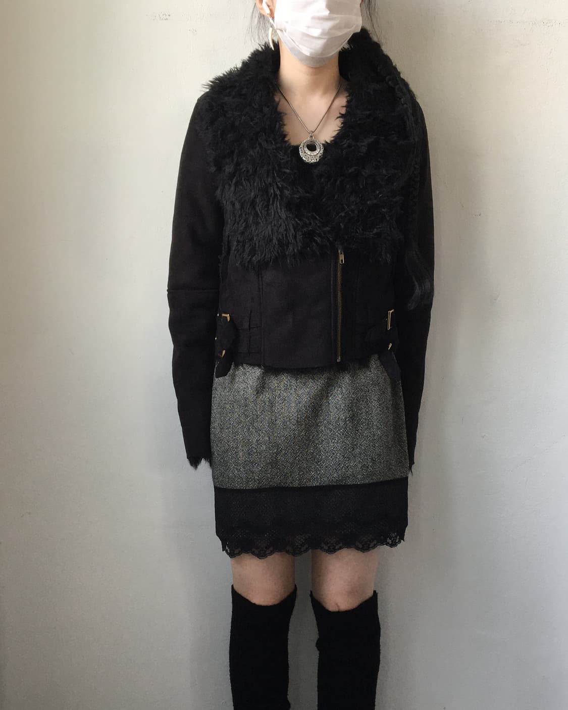 Fake fur point belted mustang 상품이미지5