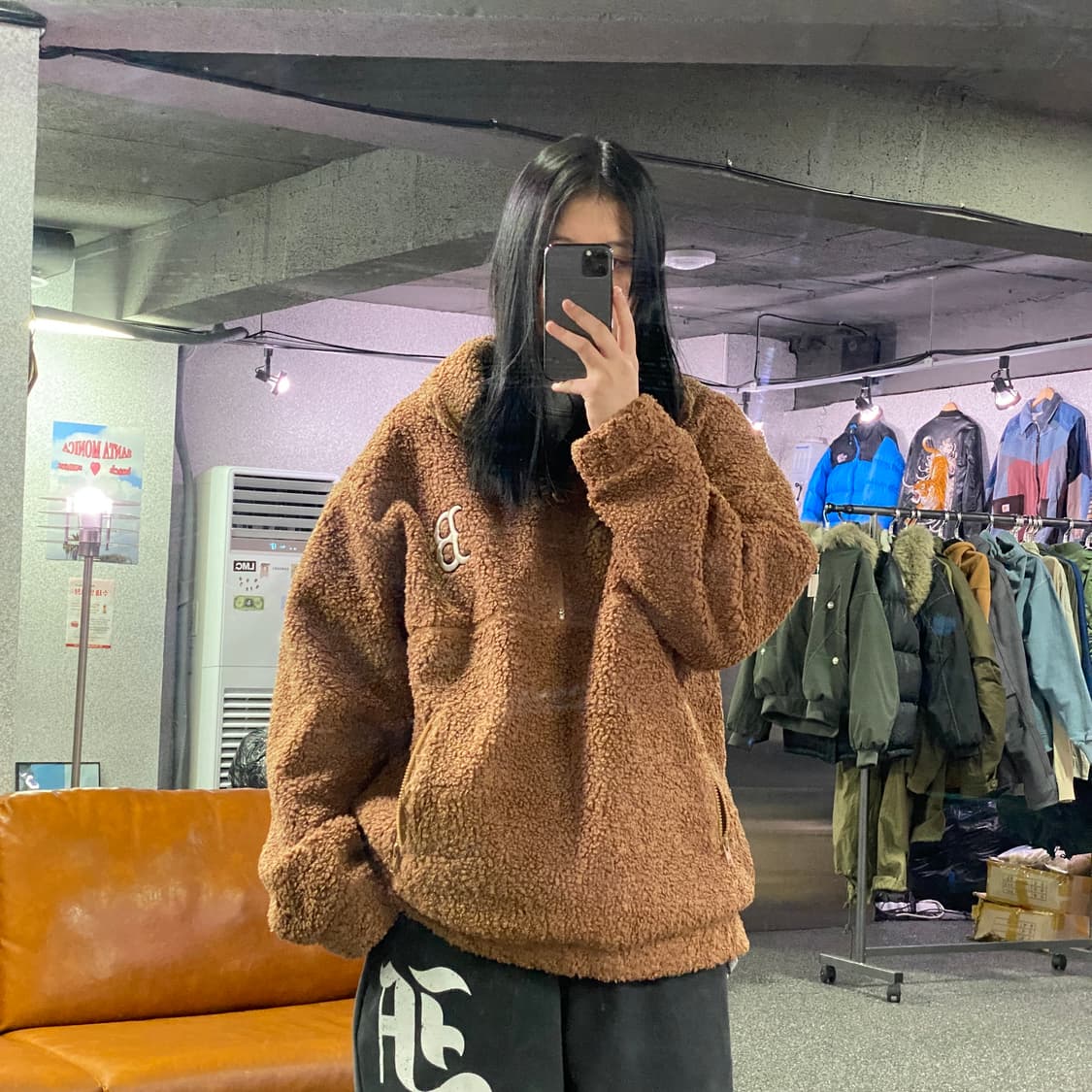 MLB 브라운 플리스 아노락 b3366 상품이미지1